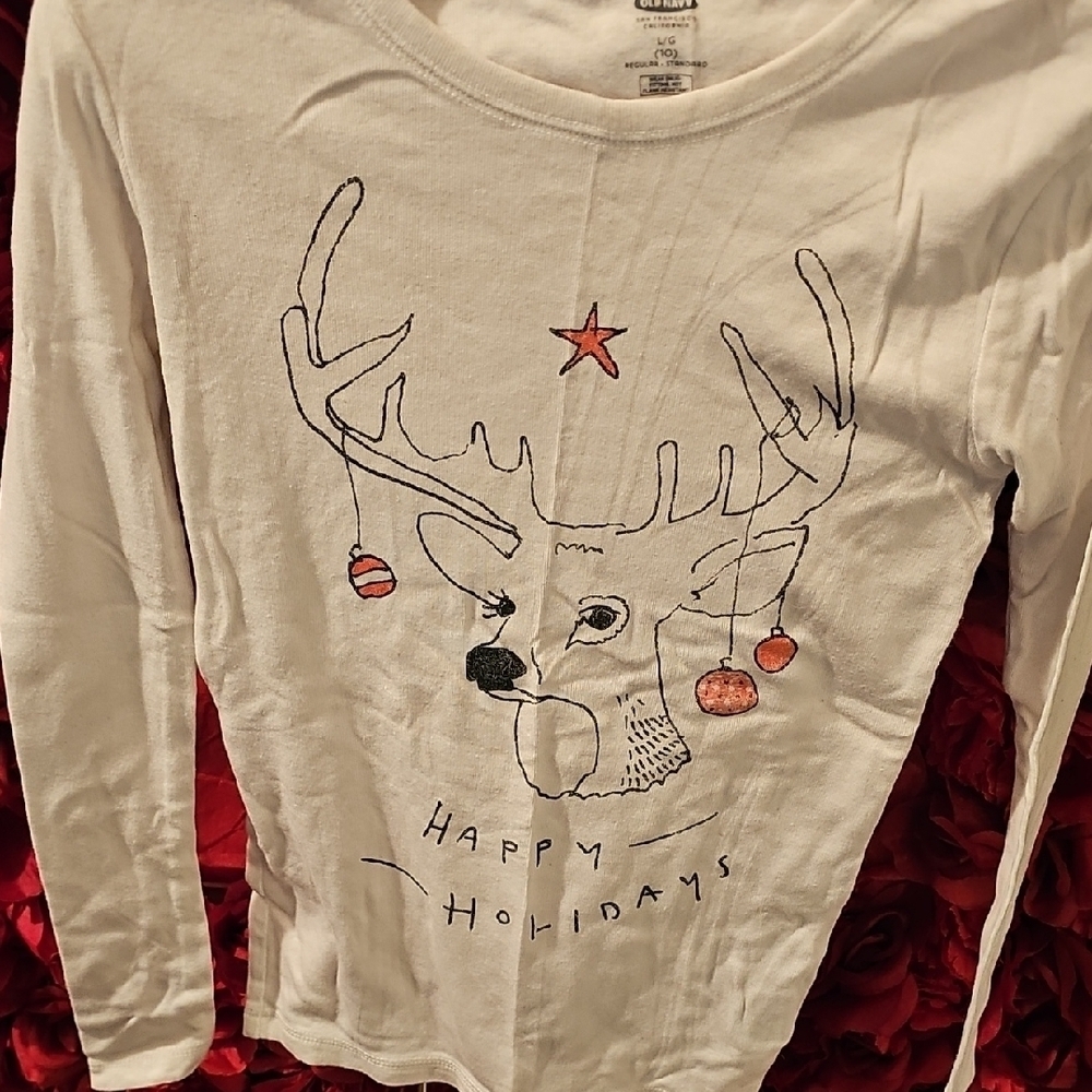 White Holiday Reindeer Long Sleeve Shirt